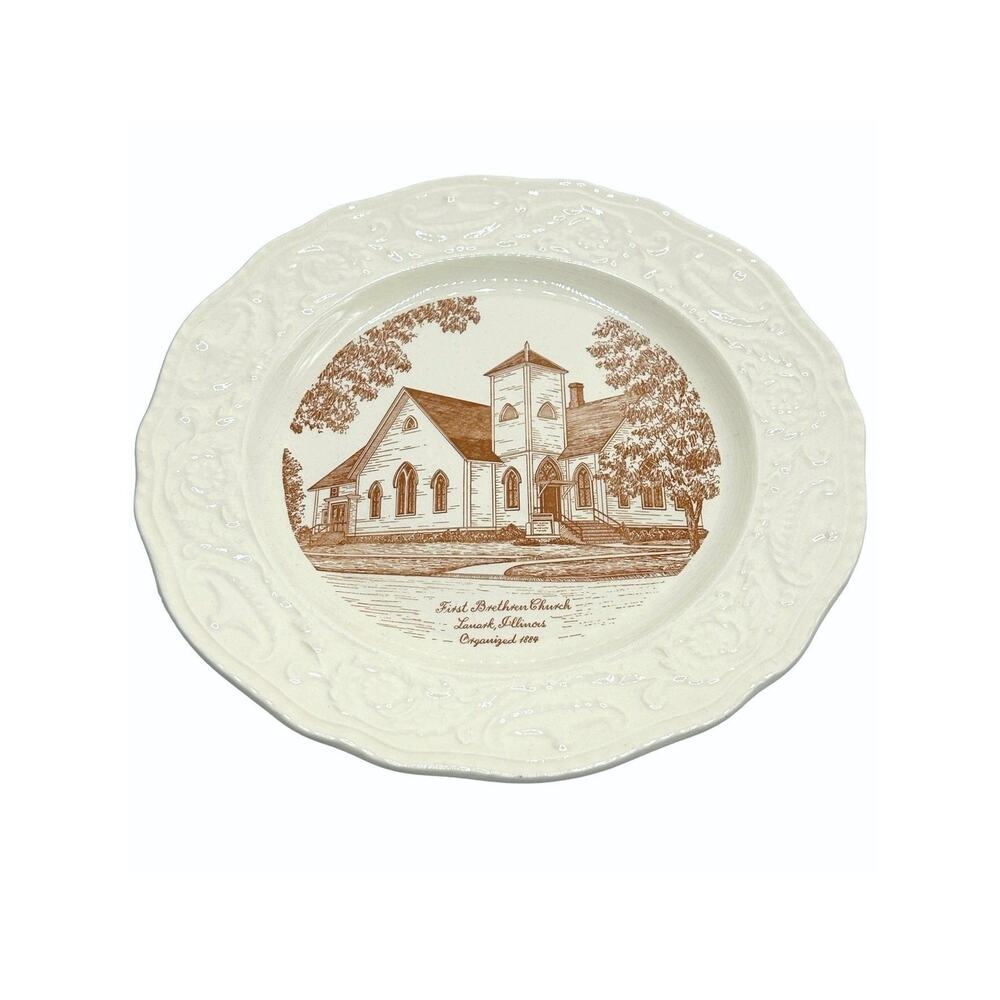 Lanark IL Ironstone Church Plate First Brethren Church Adam Antique Steubenville